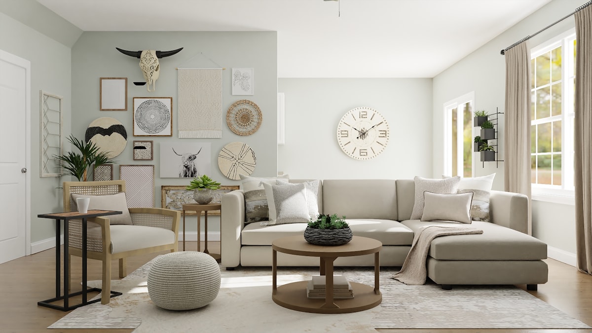 Textured wallpaper in a softly lit contemporary interior